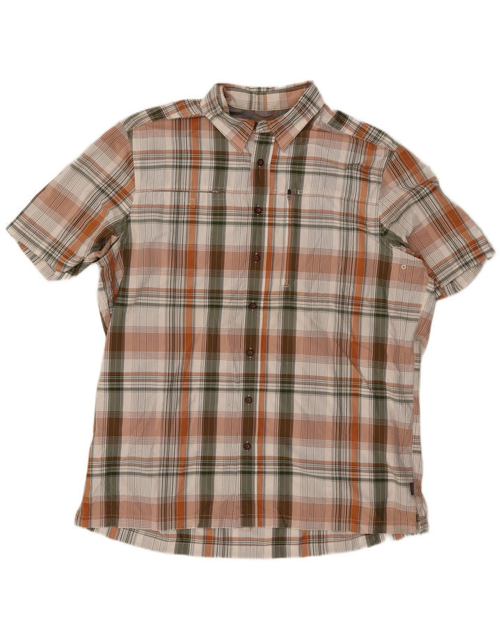 EDDIE BAUER Cămașă cu mânecă scurtă pentru bărbați XL, poliester cu carouri multicolore