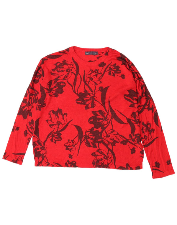 Pulover pentru femei Marks & Spencer cu decolteu triplu UK 14 Medium Roșu Floral