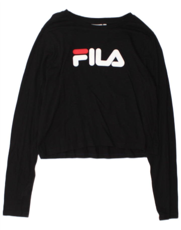Top Crop Graphic Femei Fila cu mânecă lungă UK 14 Large Black