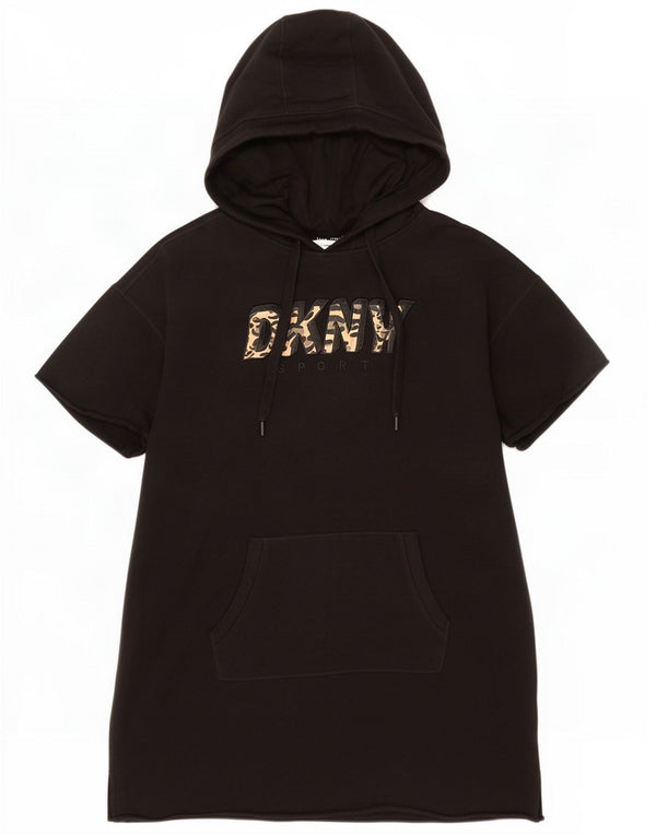 Dkny Rochie cu hanocă cu mâneci scurte, cu grafic supradimensionat, pentru femei, UK 16, mare, neagră