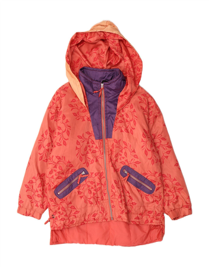 C&A Womens Oversized Hooded Windbreaker Jacket EU 40 Medium Red Floral Vintage C&A and Second-Hand C&A from Messina Hembry 