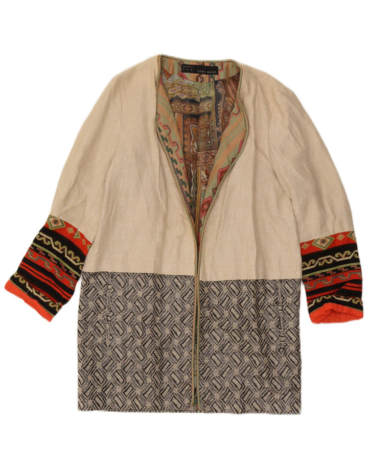 Pardesiu deschis pentru femei Zara UK 14 mare, bej, geometric, in