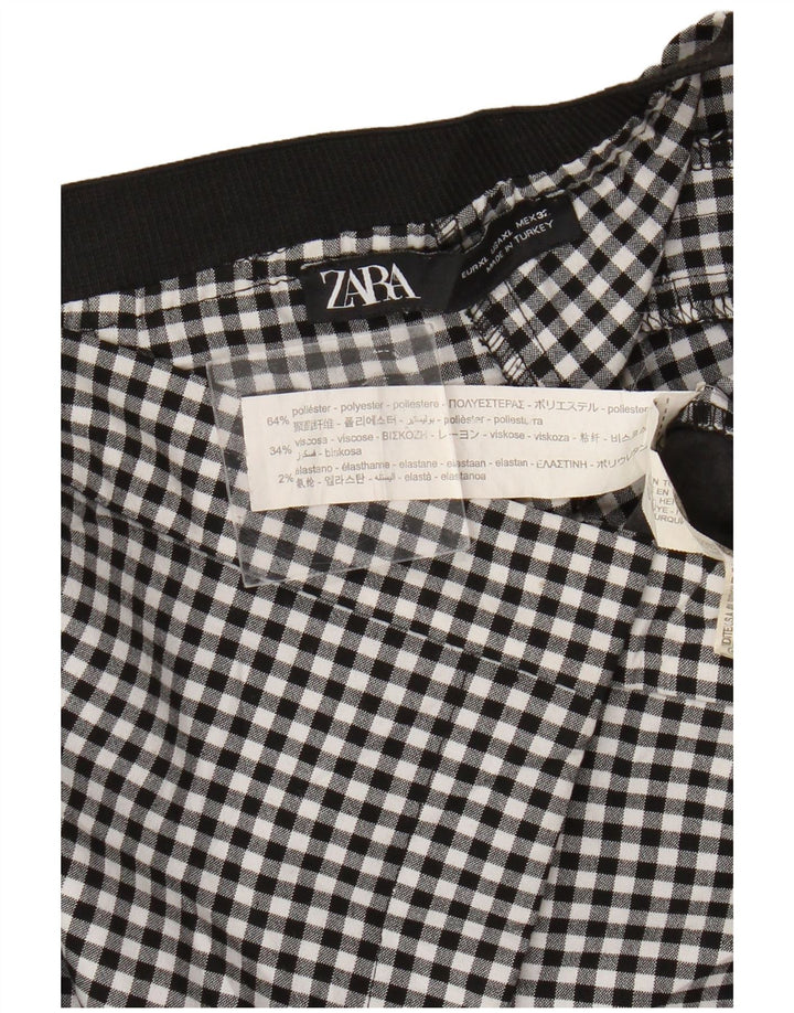 Pantaloni chino subțiri pentru femei Zara XL W32 L27 Poliester vichy negru