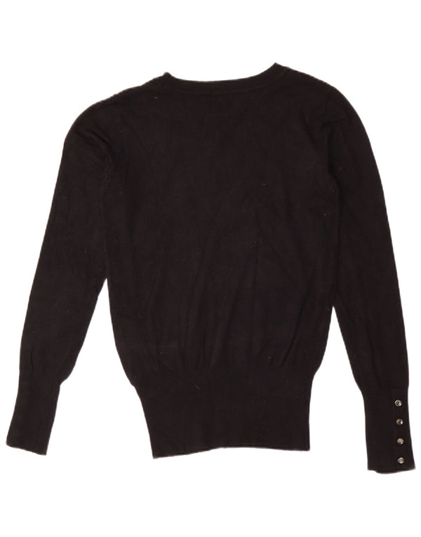 Guess Womens Boat Neck Jumper Sweater UK 4 XS Black Viscose