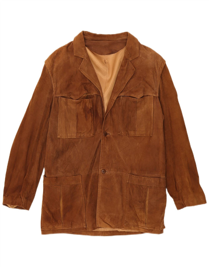 Jachetă vintage de piele intoarsa pentru femei IT 52 2XL maro din piele intoarsa