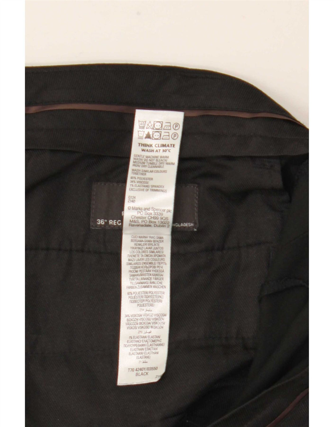 Marks & Spencer Pantaloni de costum pentru bărbați, drepti, cu croiala normală, W36 L31, negri