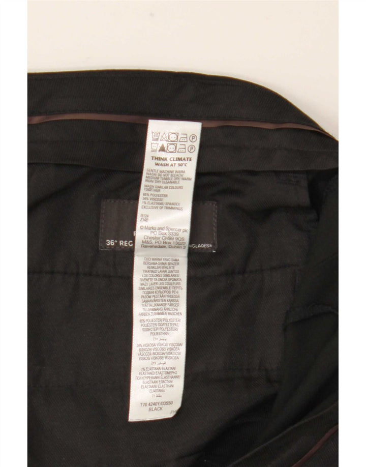 Marks & Spencer Pantaloni de costum pentru bărbați, drepti, cu croiala normală, W36 L31, negri
