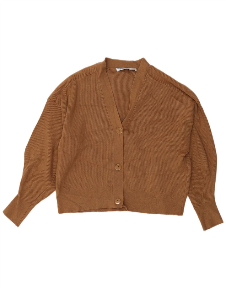 Pulover cardigan pentru femei Zara UK 14, maro mediu, viscoză