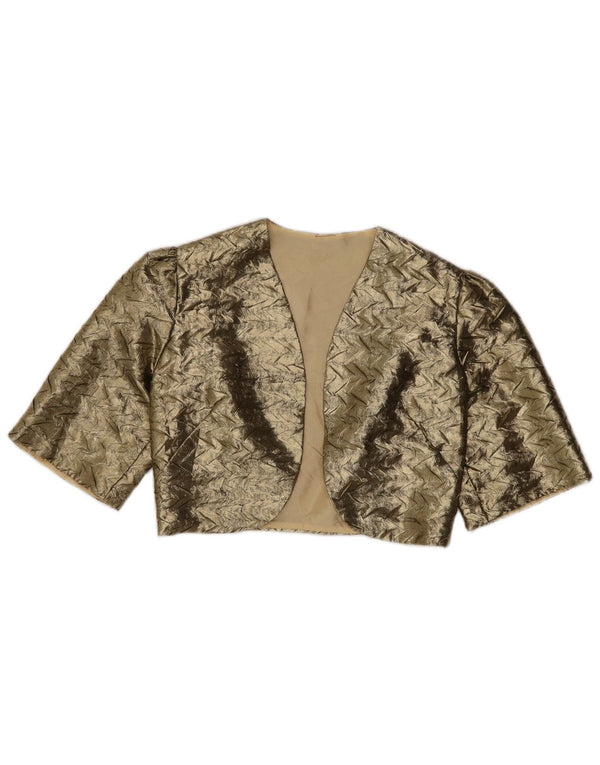Jachetă Bolero deschisă pentru femei VINTAGE US 10 Large Gold Chevron