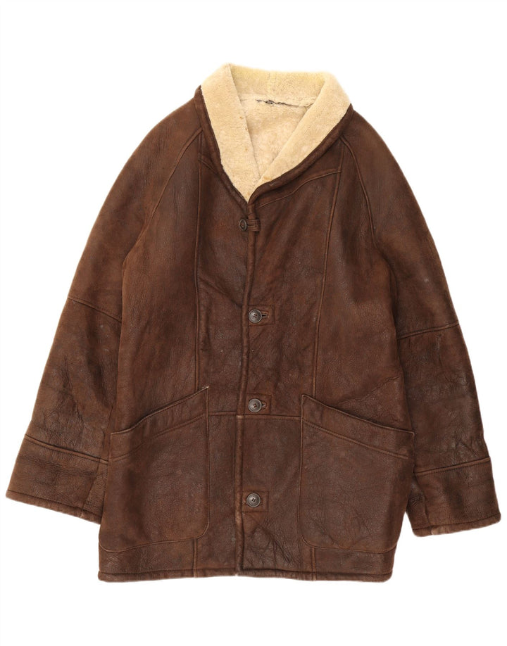 Jachetă din shearling pentru bărbați WESTBURY IT 56 3XL din piele maro