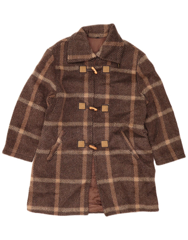 VINTAGE Duffle Coat pentru femei US 1 XS Brown Check Wool