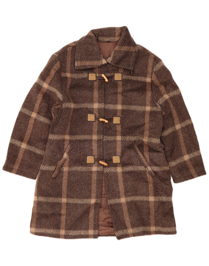 VINTAGE Duffle Coat pentru femei US 1 XS Brown Check Wool