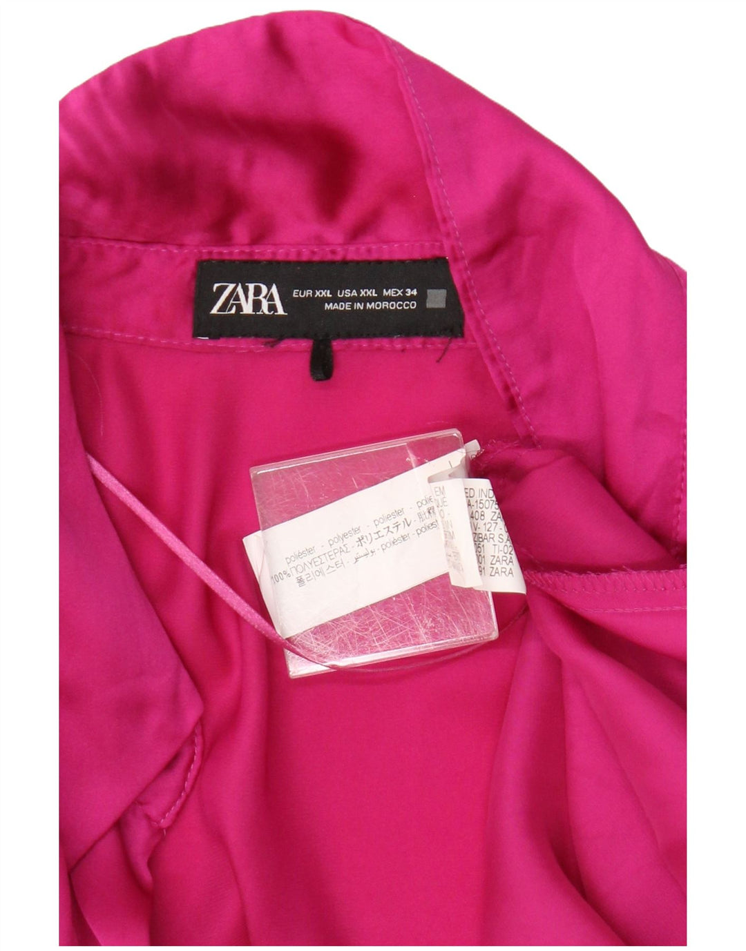 Bluză cămașă pentru femei Zara UK 20 2XL roz poliester