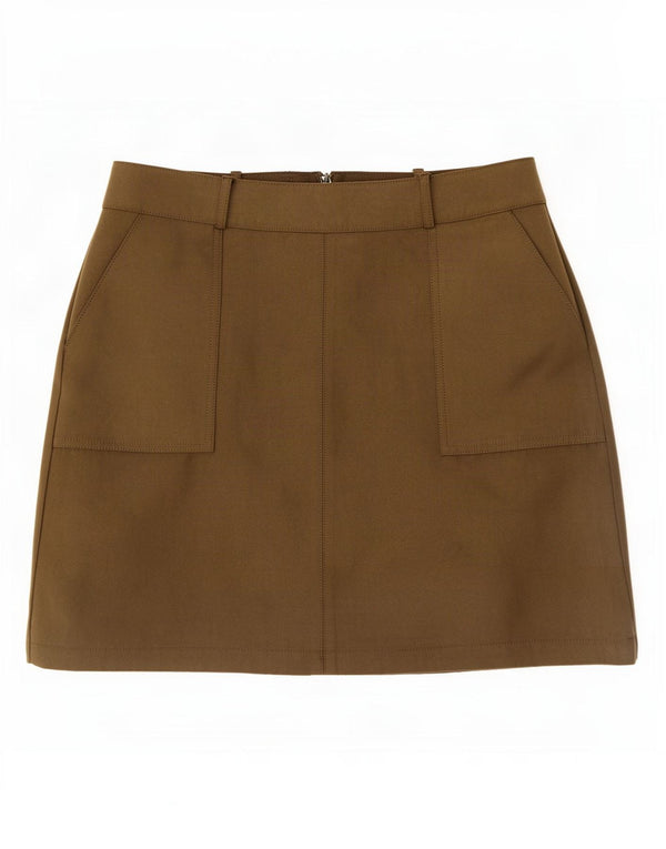Fusta mini pentru femei Oasis UK 12 Medium W30 Kaki Poliester