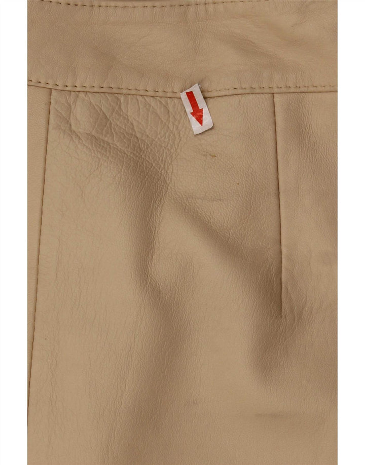 Fusta din piele vintage pentru femei UK 12 Medium W28 Bej