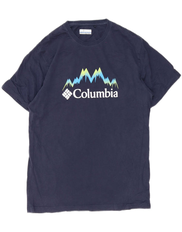 Tricou grafic Columbia pentru bărbați Top mediu din bumbac bleumarin