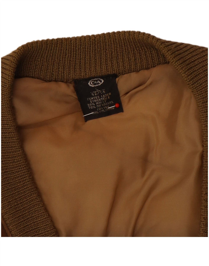 C&A Pulover Cardigan din piele intoarsa pentru barbati EU 52/54 Piele maro mare