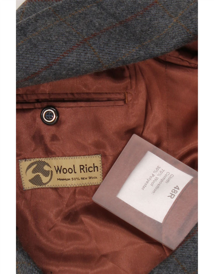 Sacou Woolrich pentru bărbați cu 2 nasturi, UK 48 4XL, lână cu carouri gri