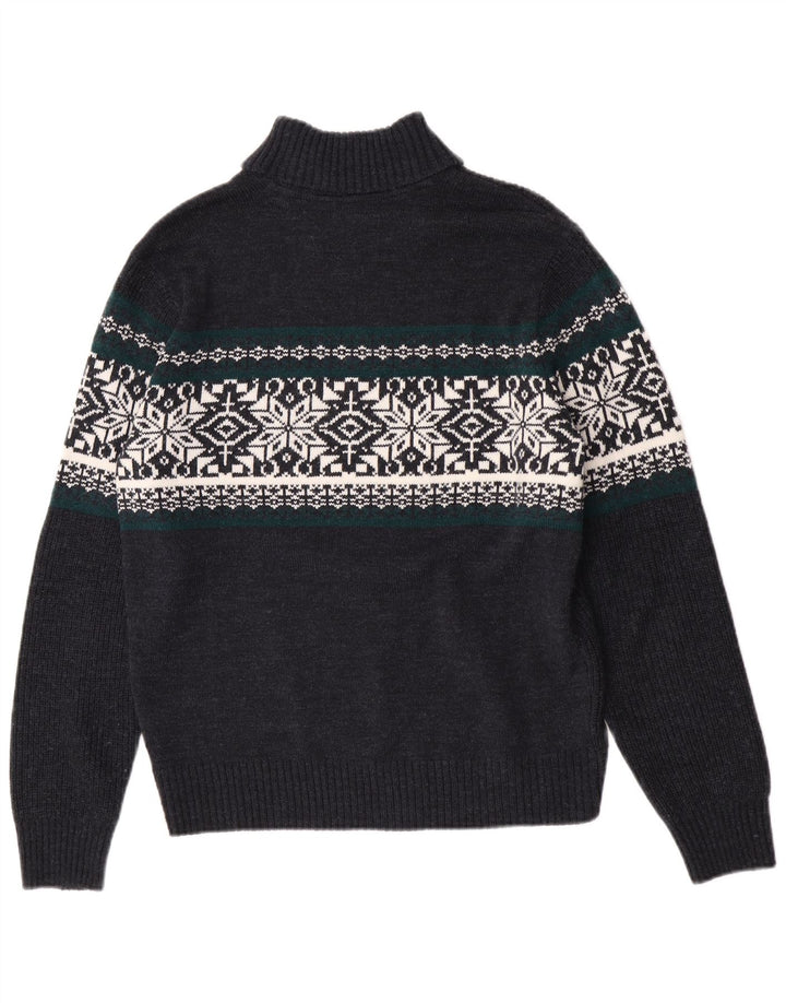 Pulover pentru bărbați Canda cu gât rulat, mediu bleumarin, acrilic Fair Isle