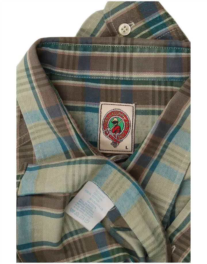 Cămașă Vintage pentru bărbați din flanel, mare, multicolor, din bumbac cu carouri