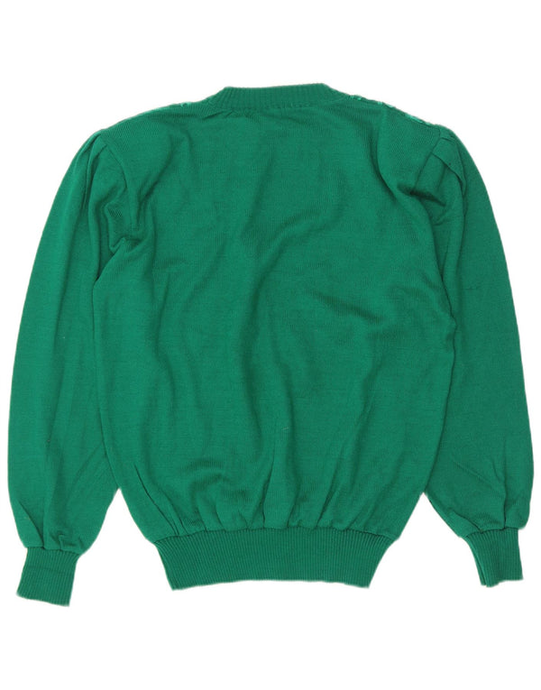 Pulover vintage pentru femei cu decolteu triplu UK 16 mare verde