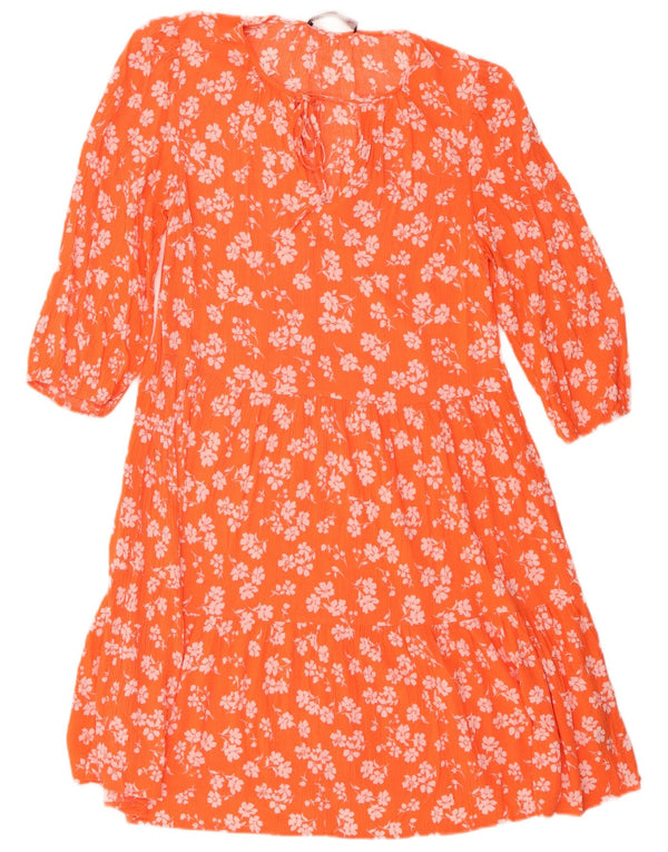 Rochie cu mâneci 3/4 pentru femei Marks & Spencer UK 8 Mic portocaliu floral