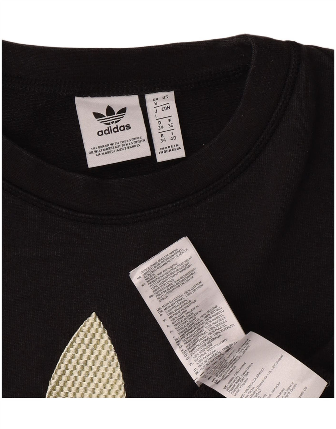 Adidas pentru femei oversized Crop Graphic Top cu mânecă lungă UK 8 Small Black
