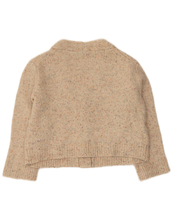 Whistles Pulover cardigan cu mâneci 3/4 pentru femei UK 10 mic bej cu pete