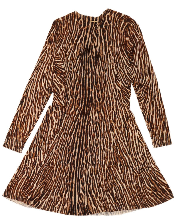 Rochie jumper pentru femei Michael Kors UK 12, maro mediu, bumbac cu imprimeu animal