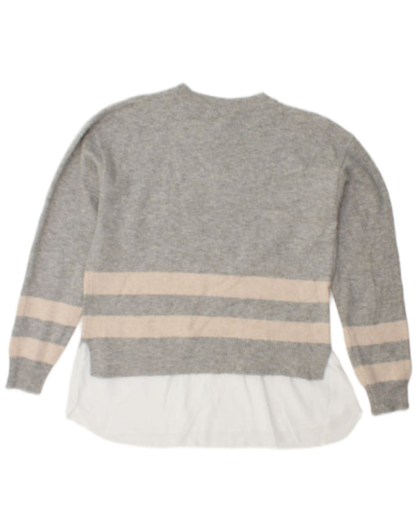 Pulover pentru femei M&Co cu decolteu rotund din poliester cu dungi gri mici UK 10