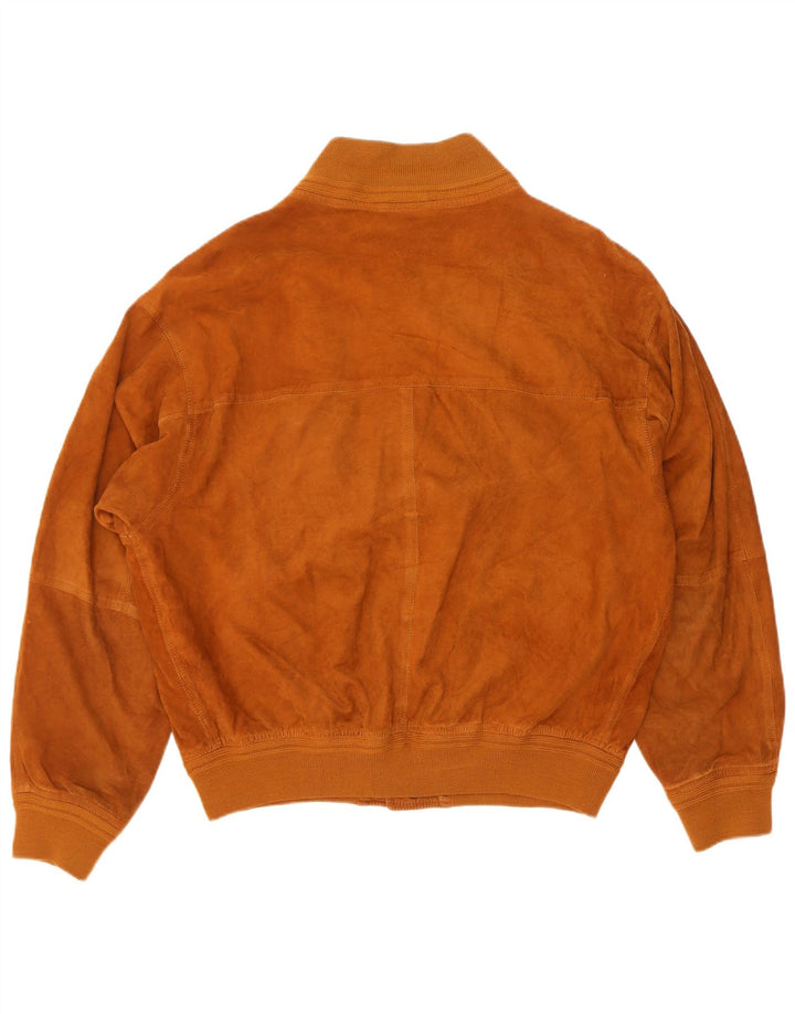 Bomber vintage pentru bărbați din piele intoarsa IT 50 mare, maro, din piele