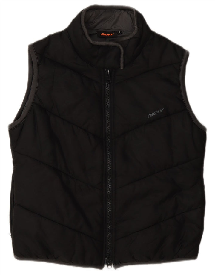 Dkny Gilet grafic căptușit pentru femei UK 14 Medium Black Nylon