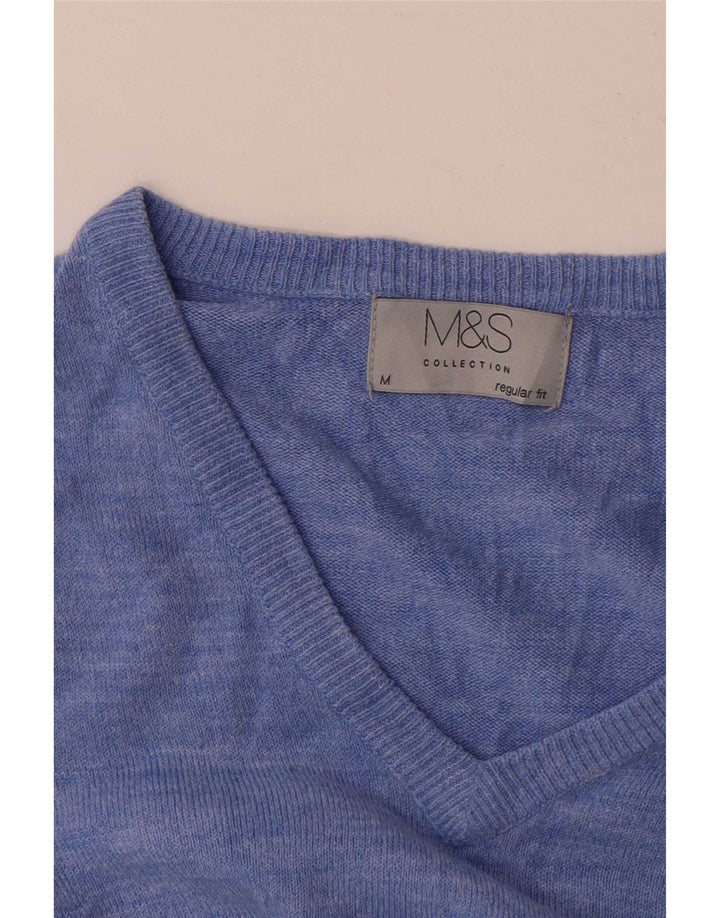 Pulover pentru bărbați Marks & Spencer cu decolteu în V, albastru mediu