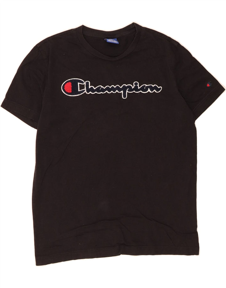CHAMPION Mens Graphic T-Shirt Top Small Black Cotton Vintage Champion and Second-Hand Champion from Messina Hembry 