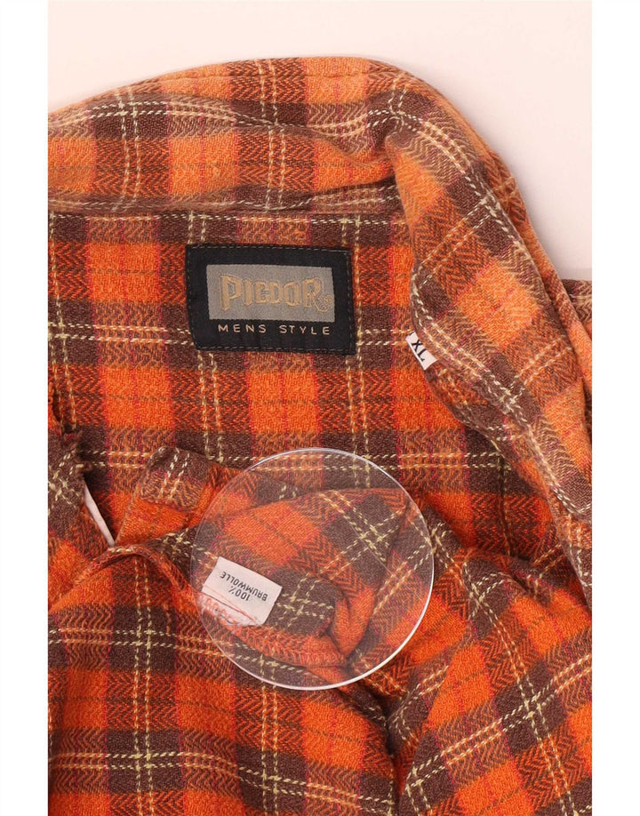 Picdor Pulover Bărbați Flanel XL Orange Check Bumbac