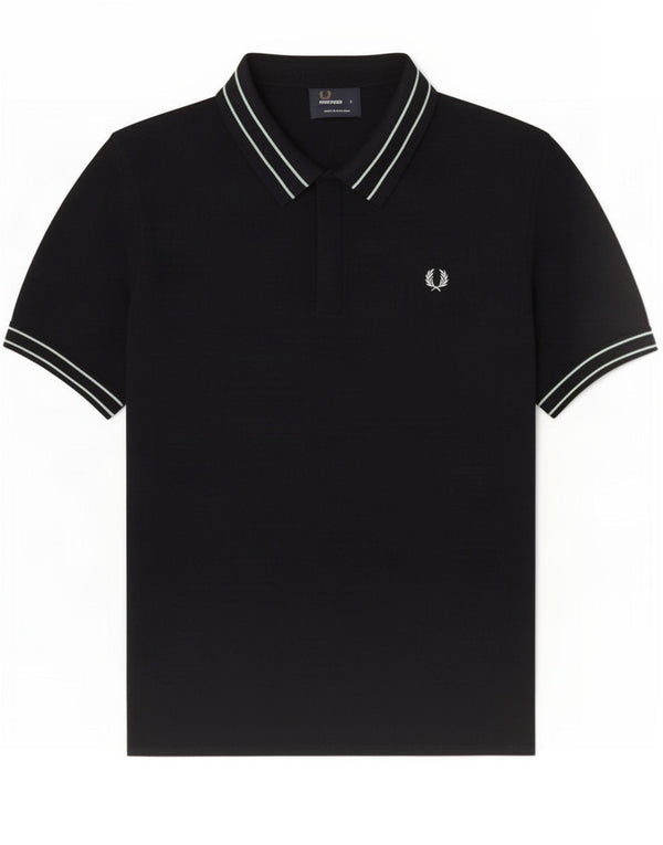 Cămașă polo Fred Perry pentru bărbați, lână merinos cu dungi negre