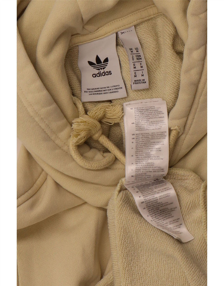 Pulover ADIDAS pentru bărbați cu glugă cu grafică din bumbac galben mediu