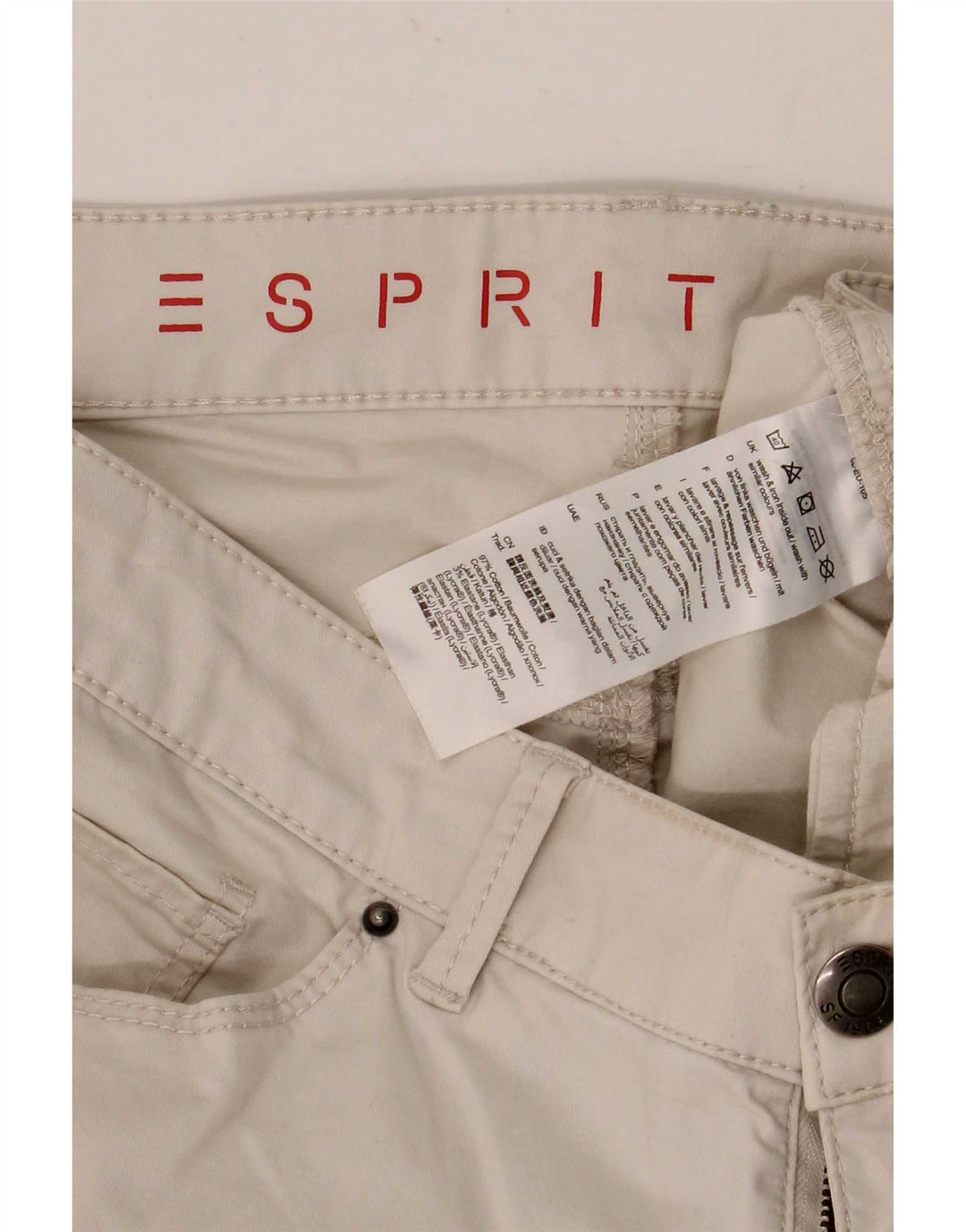 Pantaloni casual slim pentru femei Esprit L34 L32 bumbac bej