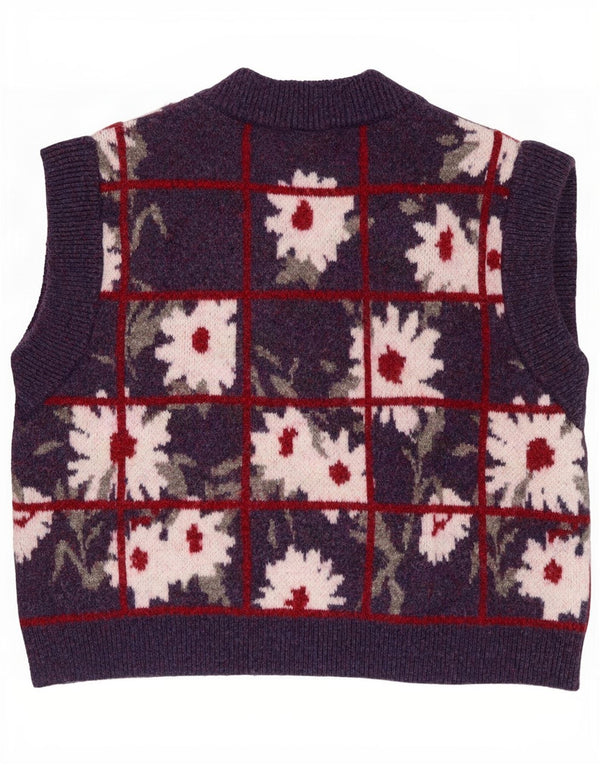 Zara Femei Vest Tank Top UK 14 Medium Purple Floral Poliester
