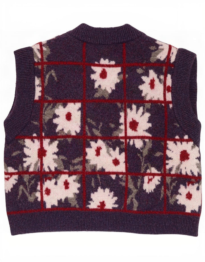 Zara Femei Vest Tank Top UK 14 Medium Purple Floral Poliester