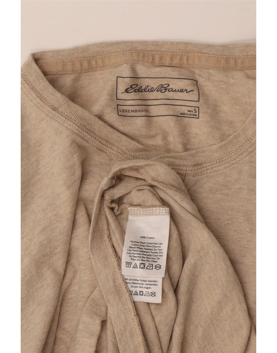 Eddie Bauer Top pentru bărbați cu mânecă lungă din bumbac cu pete bej mic
