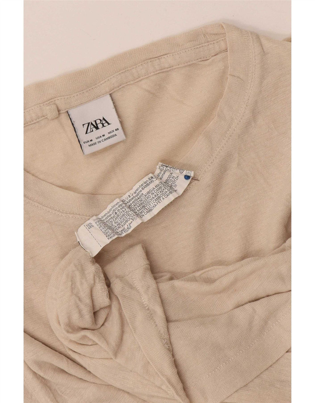 Tricou pentru bărbați Zara Top Mediu Bej In