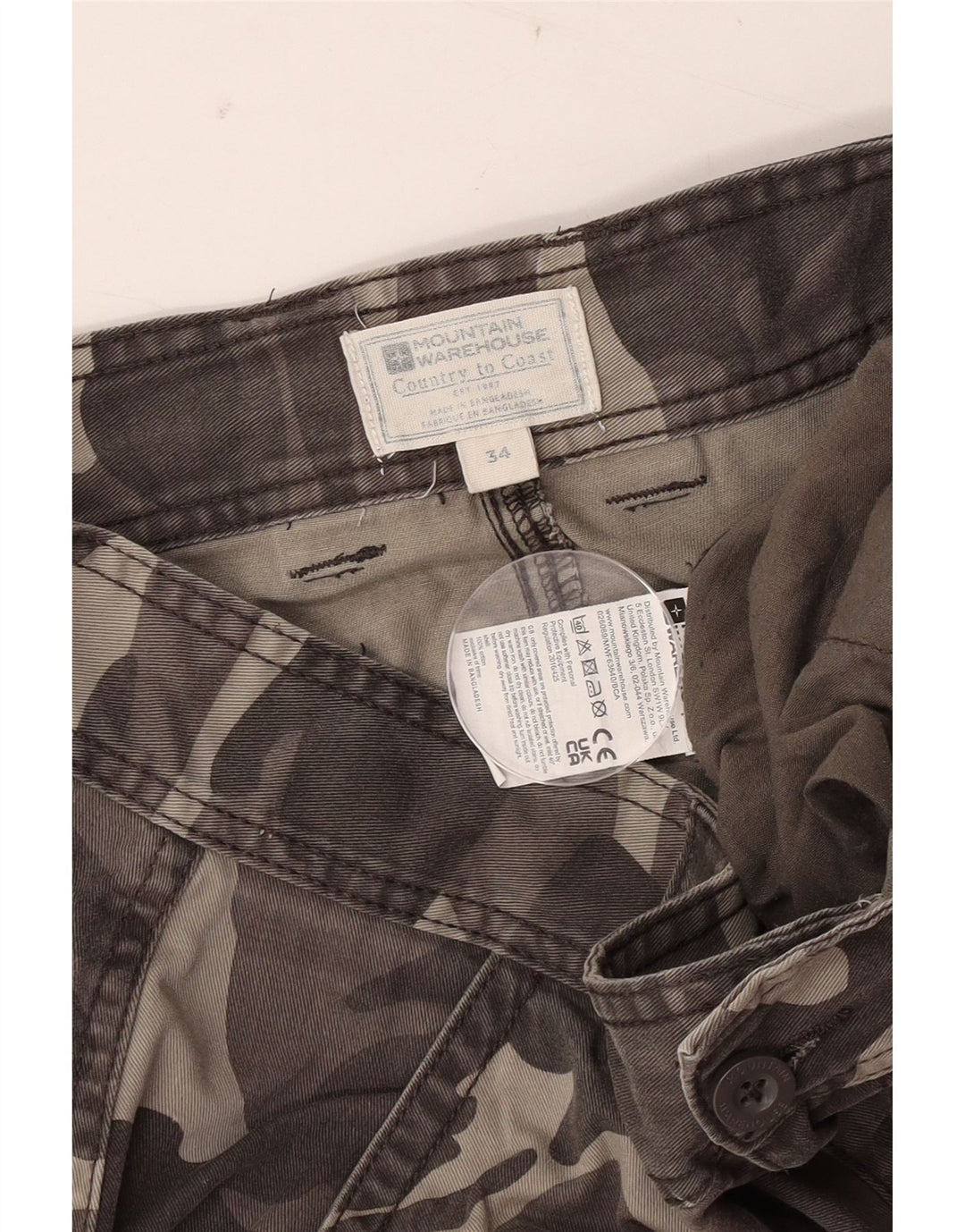Pantaloni scurți cargo pentru bărbați Mountain Warehouse W34, bumbac camuflaj, gri mare