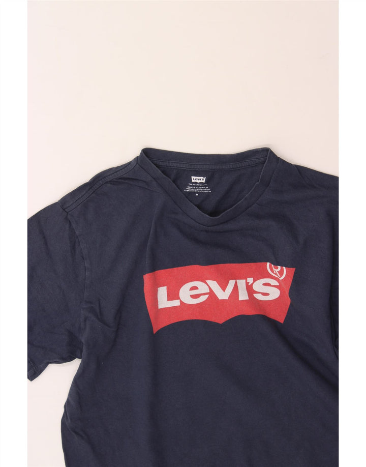 LEVI'S Mens Graphic T-Shirt Top Medium Navy Blue Vintage Levi's and Second-Hand Levi's from Messina Hembry 