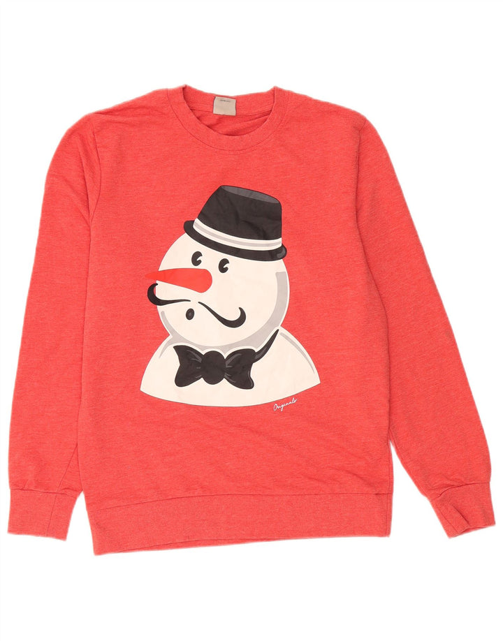 Pulover cu grafică Jack & Jones pentru bărbați, roșu mediu poliester iarnă