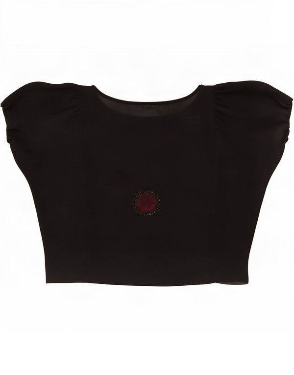 Bluză Vintage Crop pentru Damă, Bluză, Marea Britanie 16, Negru, Floral