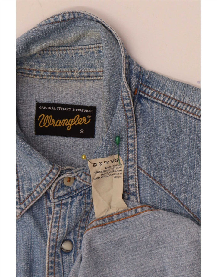 Cămașă din denim fără mâneci pentru bărbați Wrangler, bumbac albastru mic