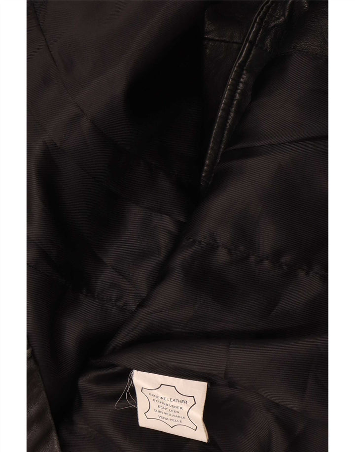 Jachetă de piele vintage pentru femei UK 14 Medium Black Leather