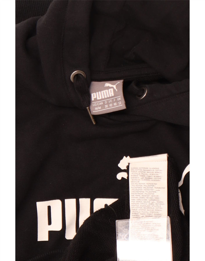 Pulover cu glugă cu grafic PUMA pentru femei UK 12, bumbac mediu negru