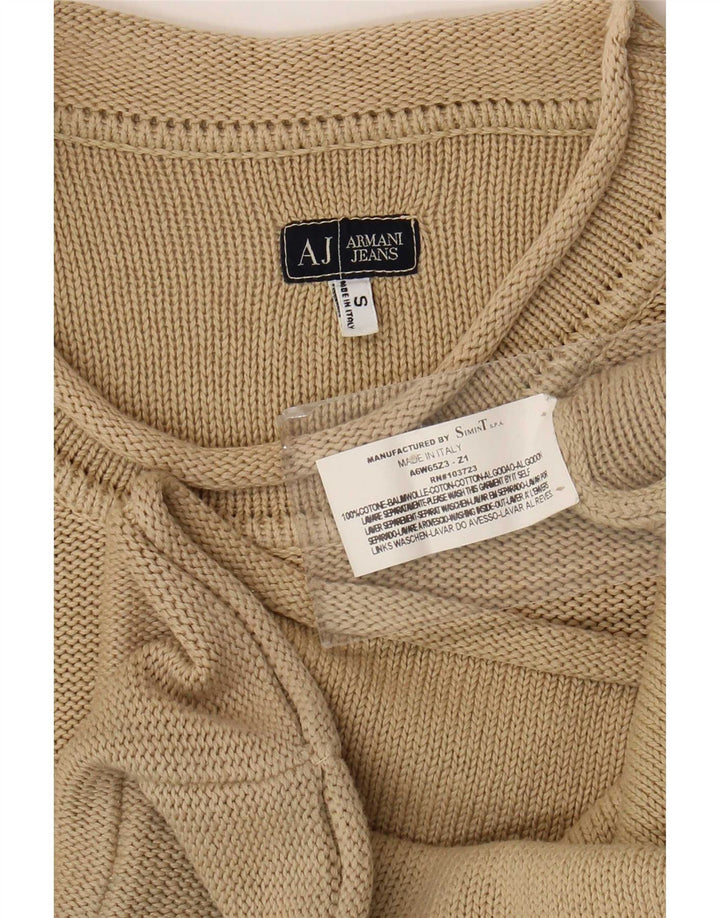 Pulover pentru bărbați Armani Jeans cu gât crew pulover mic, bej, bumbac